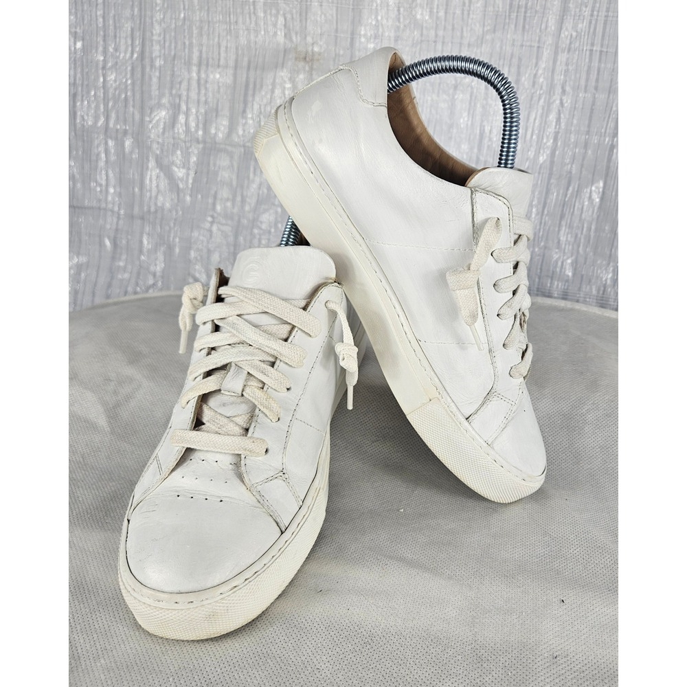 Greats Brooklyn White Leather Low Topโ Sneakers Womens 8.5 Mens 7 Made in Italy